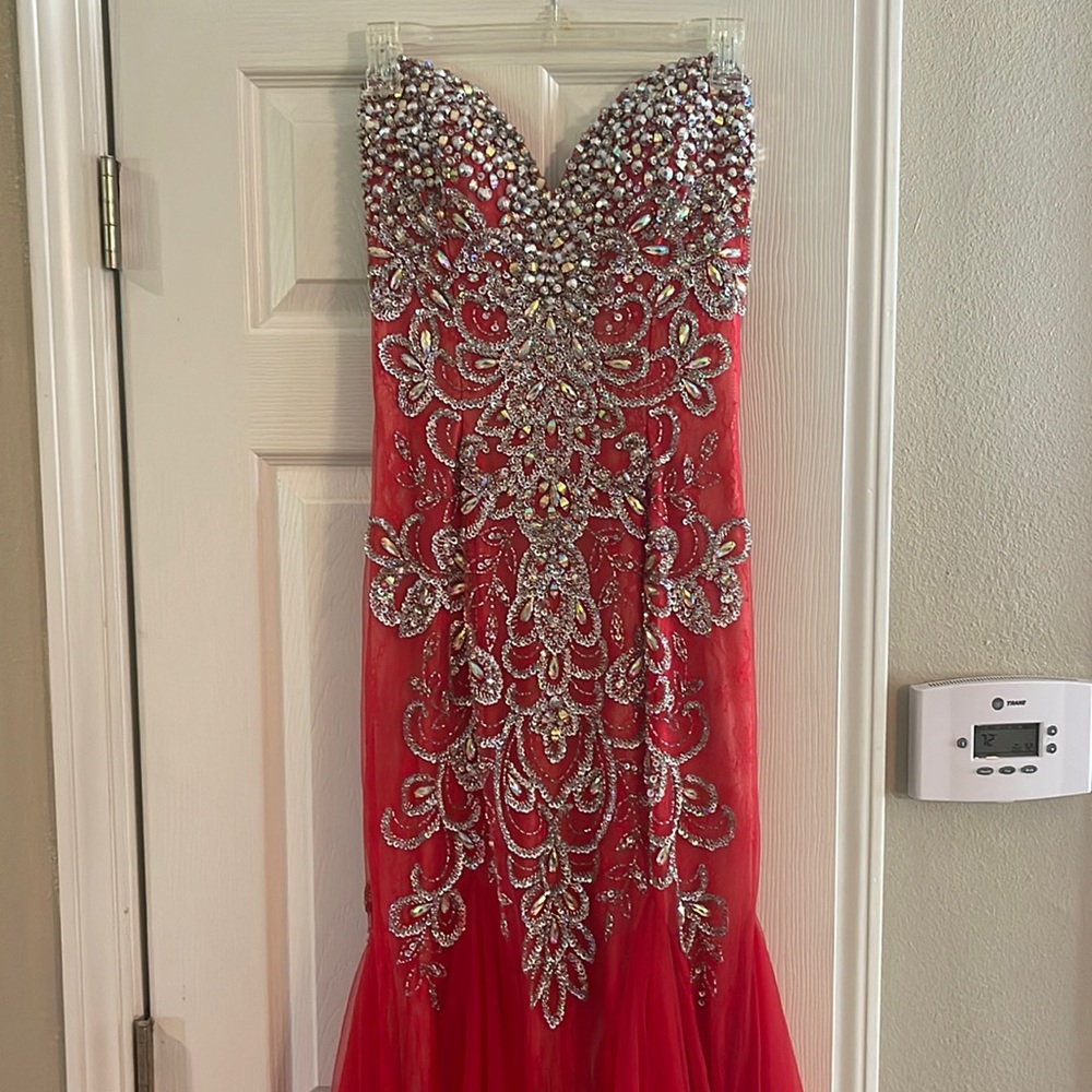 Red Mac Duggal Formal Dress
